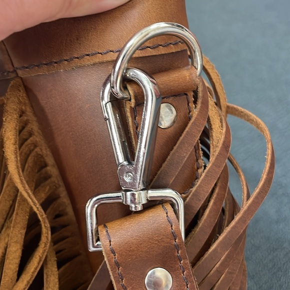 Daja Designs Brown Leather Bohemian Tote Bag with Detachable Crossover Strap - Picture 7 of 12